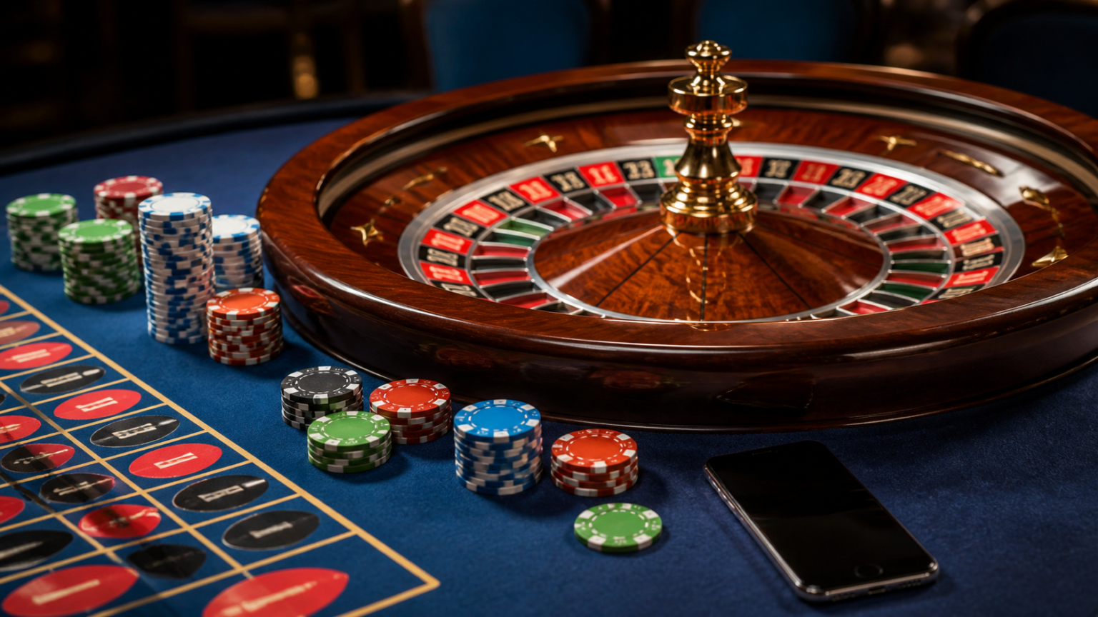 Casino-related online betting Singapore scene with chips and smartphone